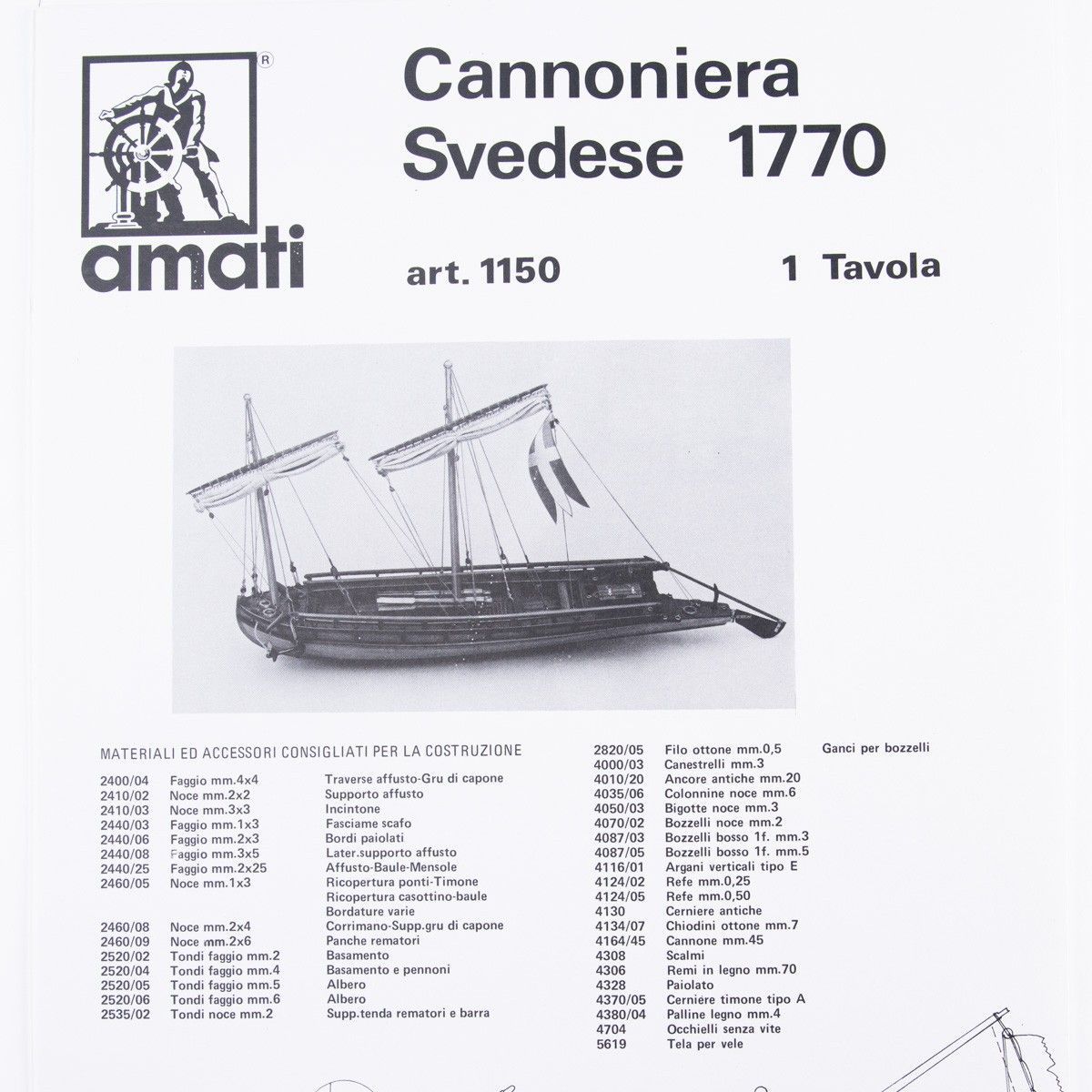 Plano Cañonera sueca Amati 1150