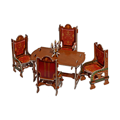 Kit de construcción de cartón Muebles casa de muñecas: comedor (marrón)