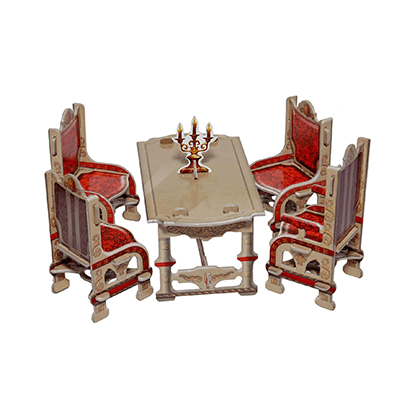 Kit de construcción de cartón Muebles de casa de muñecas. Comedor gris
