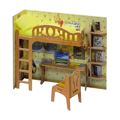 Kit de construcción de cartón Muebles de casa de muñecas. Escritorio infantil