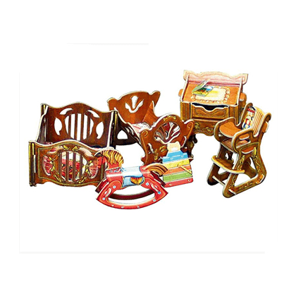 Muebles de casa de muñecas. Habitación infantil.