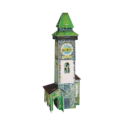 Kit de construcción de cartón Torre con reloj de cuarzo