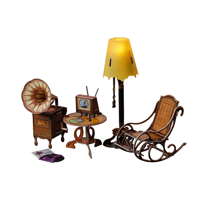 Kit de construcción de cartón Muebles de casa de muñecas. Sala de estar