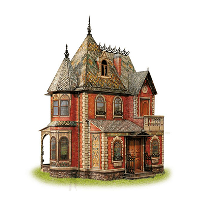 Kit de construcción de cartón Casa de muñecas Victoriana I