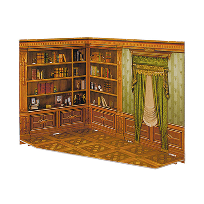 Kit de construcción de cartón M. de casa de muñecas. Serie rumboksy. Biblioteca