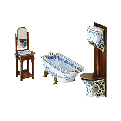 Kit de construcción de cartón Muebles de casa de muñecas. Cuarto baño.