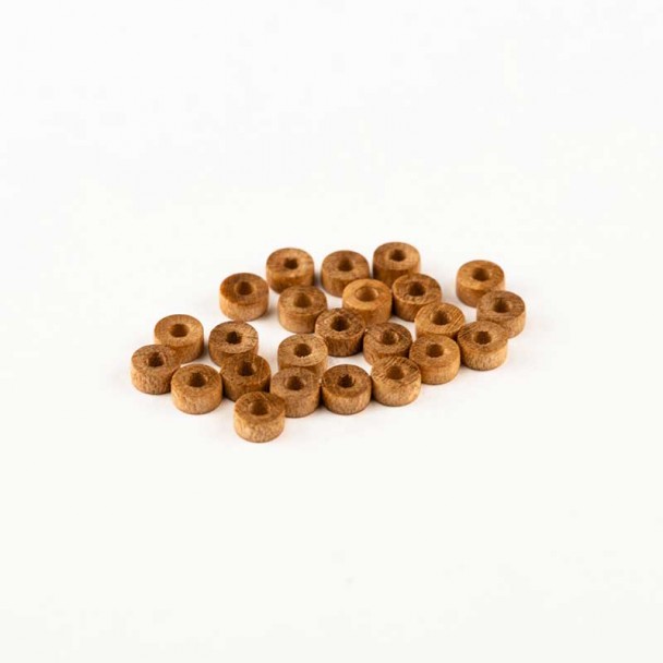 Ruedas de madera de nogal 4mm para cañón Amati 427104 (20 unidades)